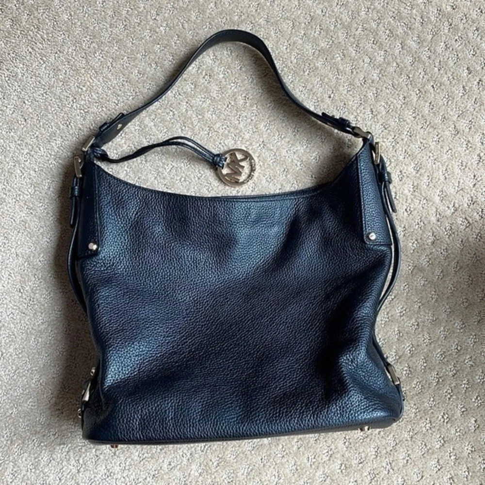 Michael Kors medium leather black with gold hardware shoulder bag purse
